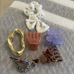 Elegant Hair Accessory Set - Gold, Brown, Purple